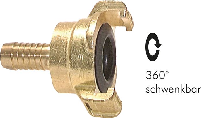 Exemplary representation: Garden hose quick coupling with grommet, swivelling