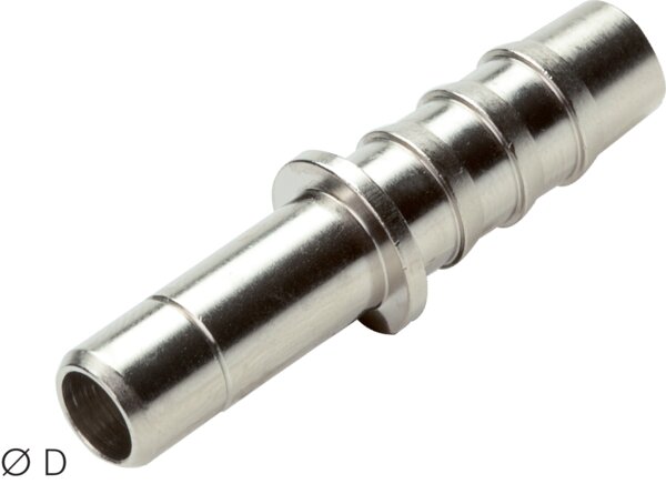 Exemplary representation: Push-in nipple for PVC hose, nickel-plated brass