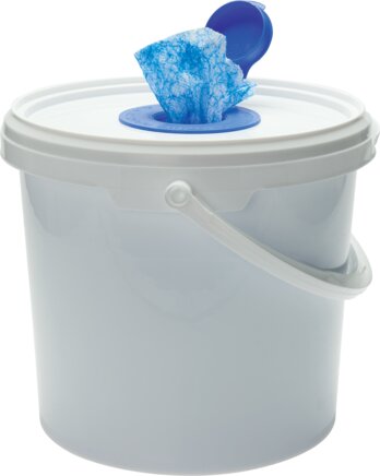 Exemplary representation: Cleaning rags, blue (dispenser bucket)