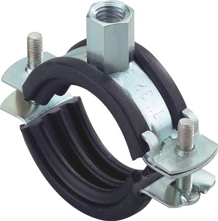 Exemplary representation: Fischer pipe clamp with rubber insert