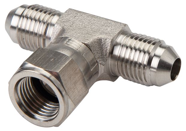 Exemplary representation: T-screw connection with JIC thread (male/female/male), V4A (stainless steel)